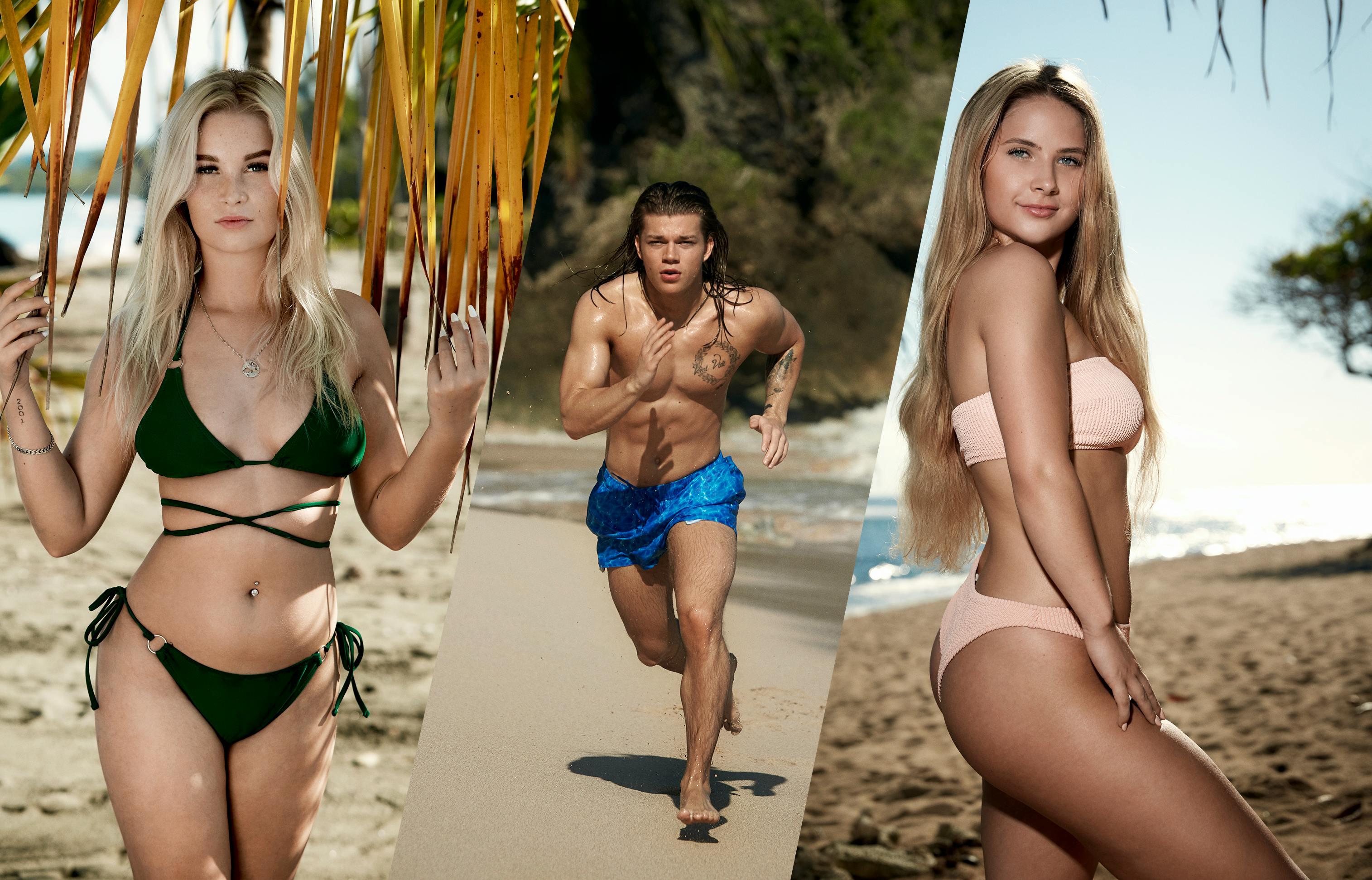 Lærke Ketel, Oliver Kalika og Ellen Barker er hovedpersonerne i et trekantdrama i "Ex on the beach"