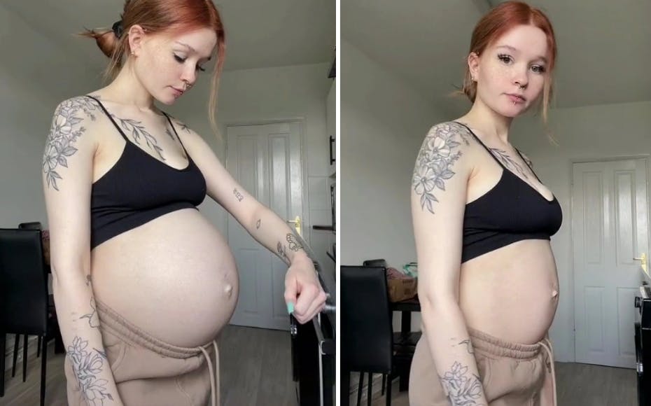 20-årige Chloe er gravid i syvende måned, men det skulle man ikke tro, når hun suger maven ind...