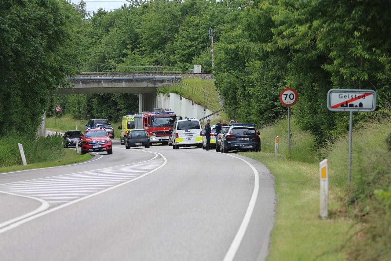 Togpåkørsel ved Gelsted på Fyn 20. juni 2022