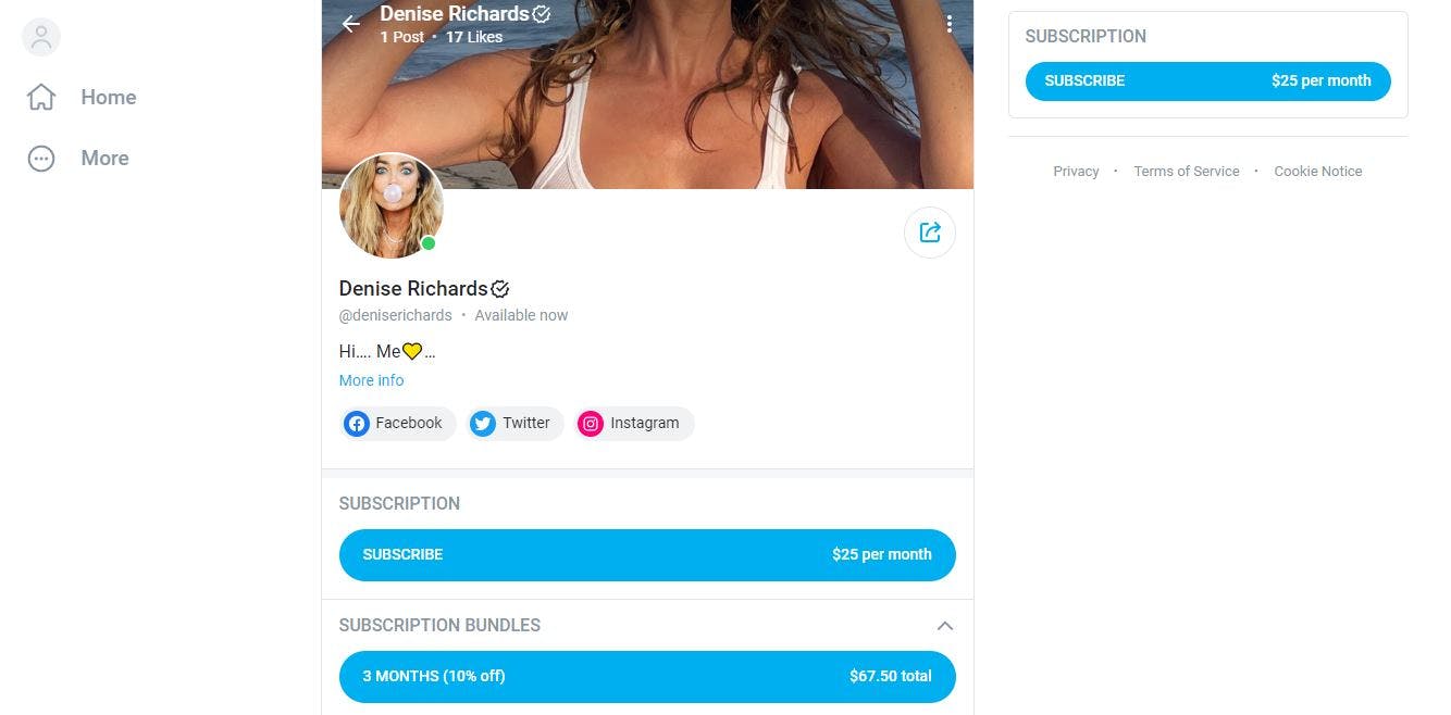 Denise Richards er nu på OnlyFans