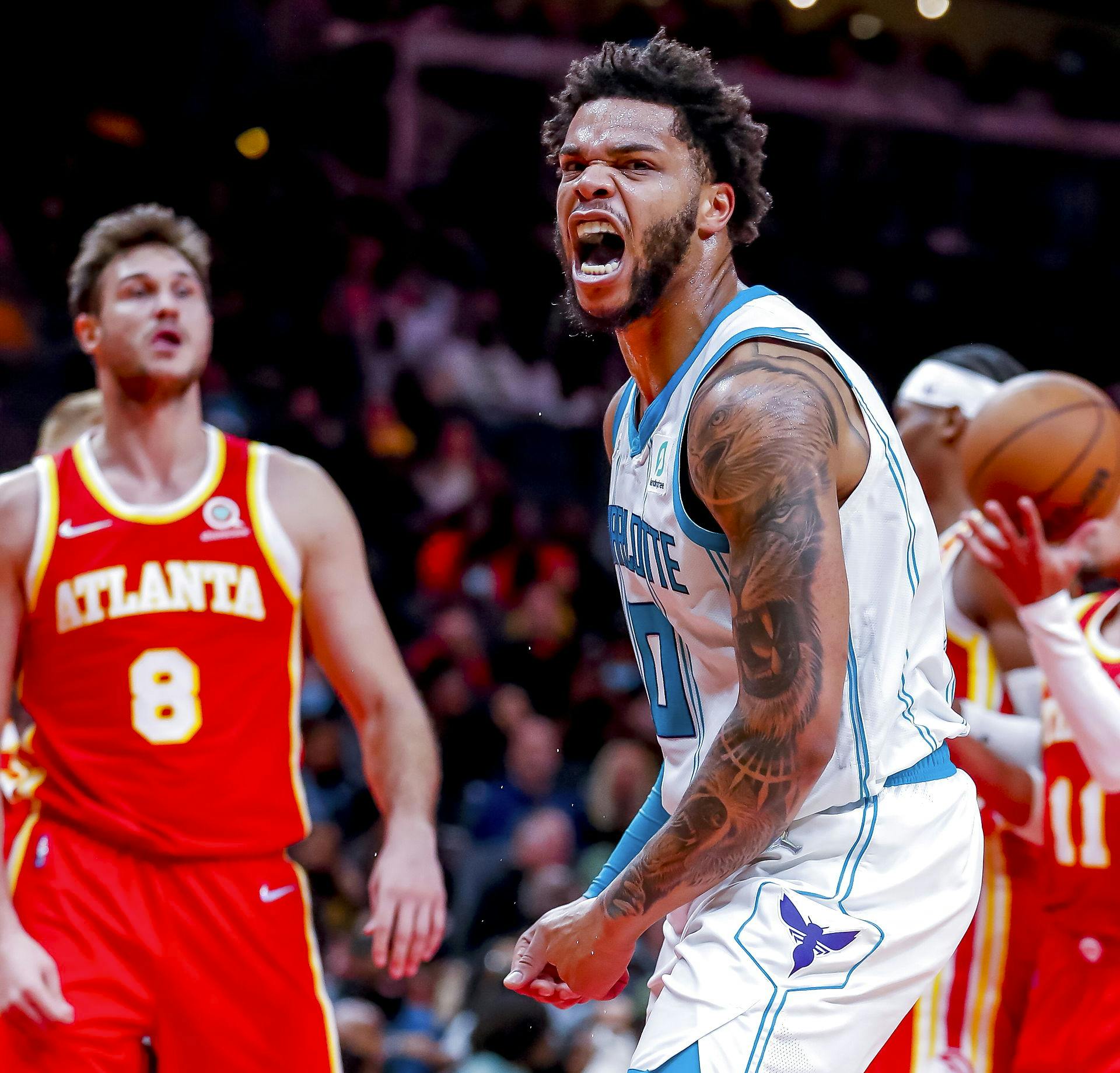 Miles Bridges under en kamp for NBA-holdet Charlotte Hornets.