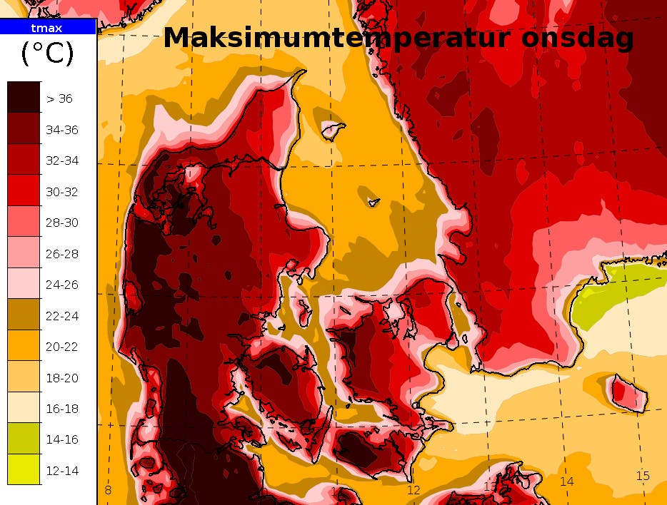Mon varmerekorden bliver slået i dag? Vi skal over de 36,4 grader, hvis de skal ske og lige nu er er det Odense, der har målt den højeste temperatur.&nbsp;