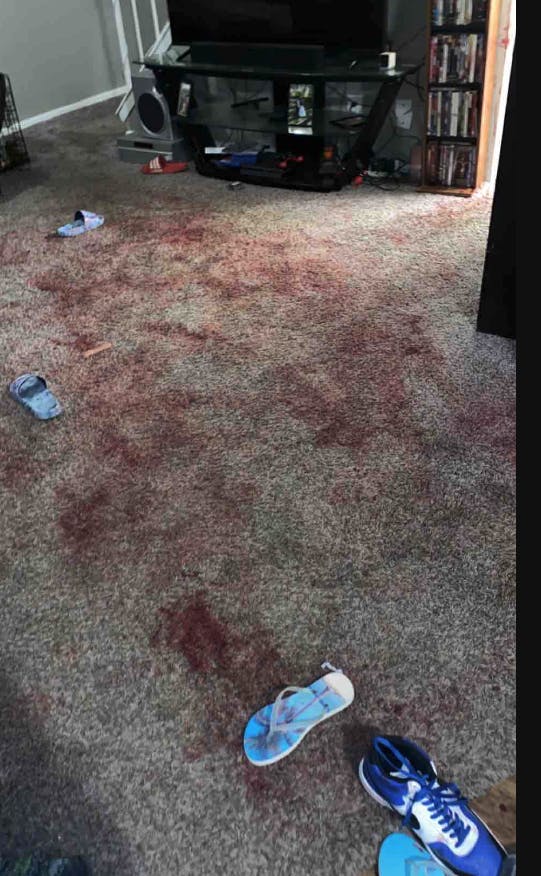 Hjemmet i Lewisville, Texas var blodigt efter det grusomme overfald.