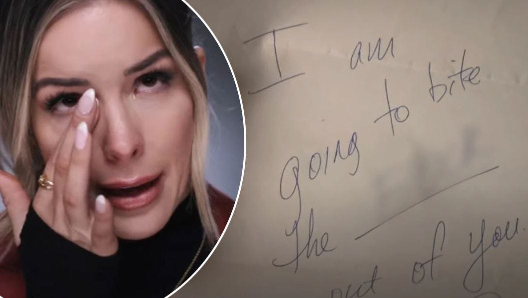 En note angiveligt skrevet af Armie Hammer til en af sine ofre. 