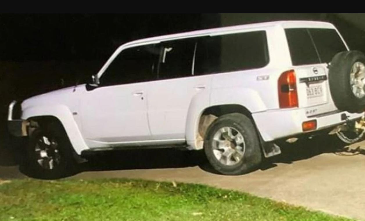 Den hvide Nissan Patrol, som gerningsmanden brugte til at kidnappe børnene.&nbsp;

