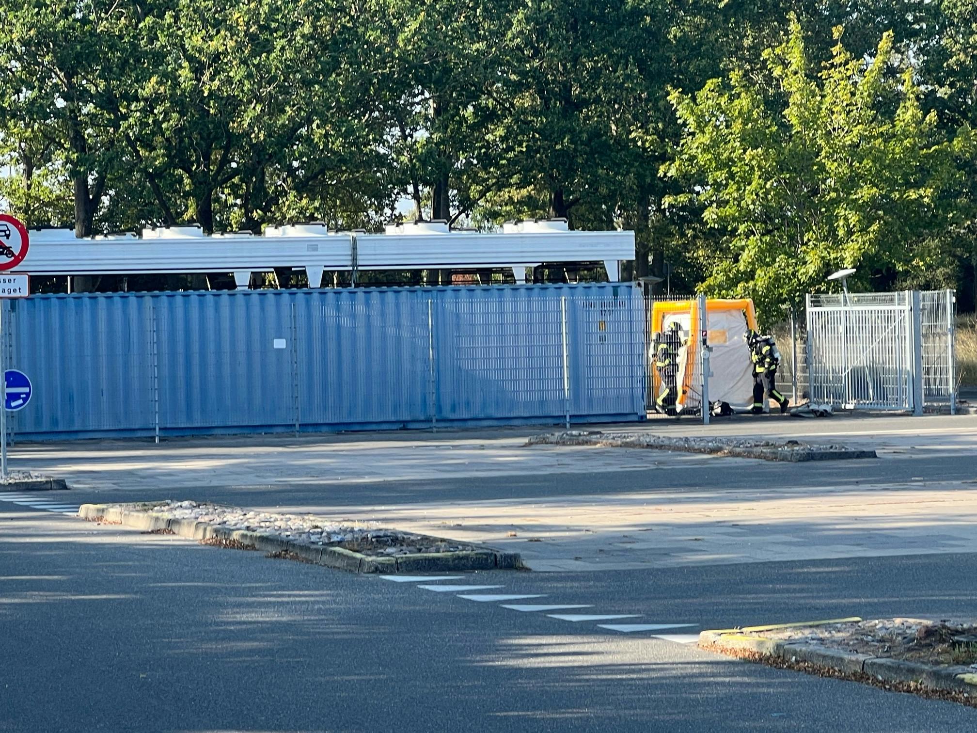 Det var en kølecontainer, der var genstand for politiets undersøgelser mandag sent på eftermiddagen&nbsp;
