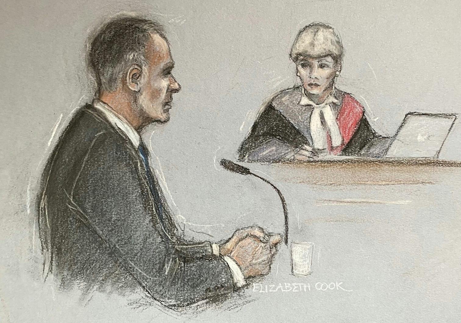 Ryan Giggs skitseret i retten.
