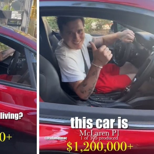 Brooklyn Beckham i sin mange-millioner-dyre sportsbil.