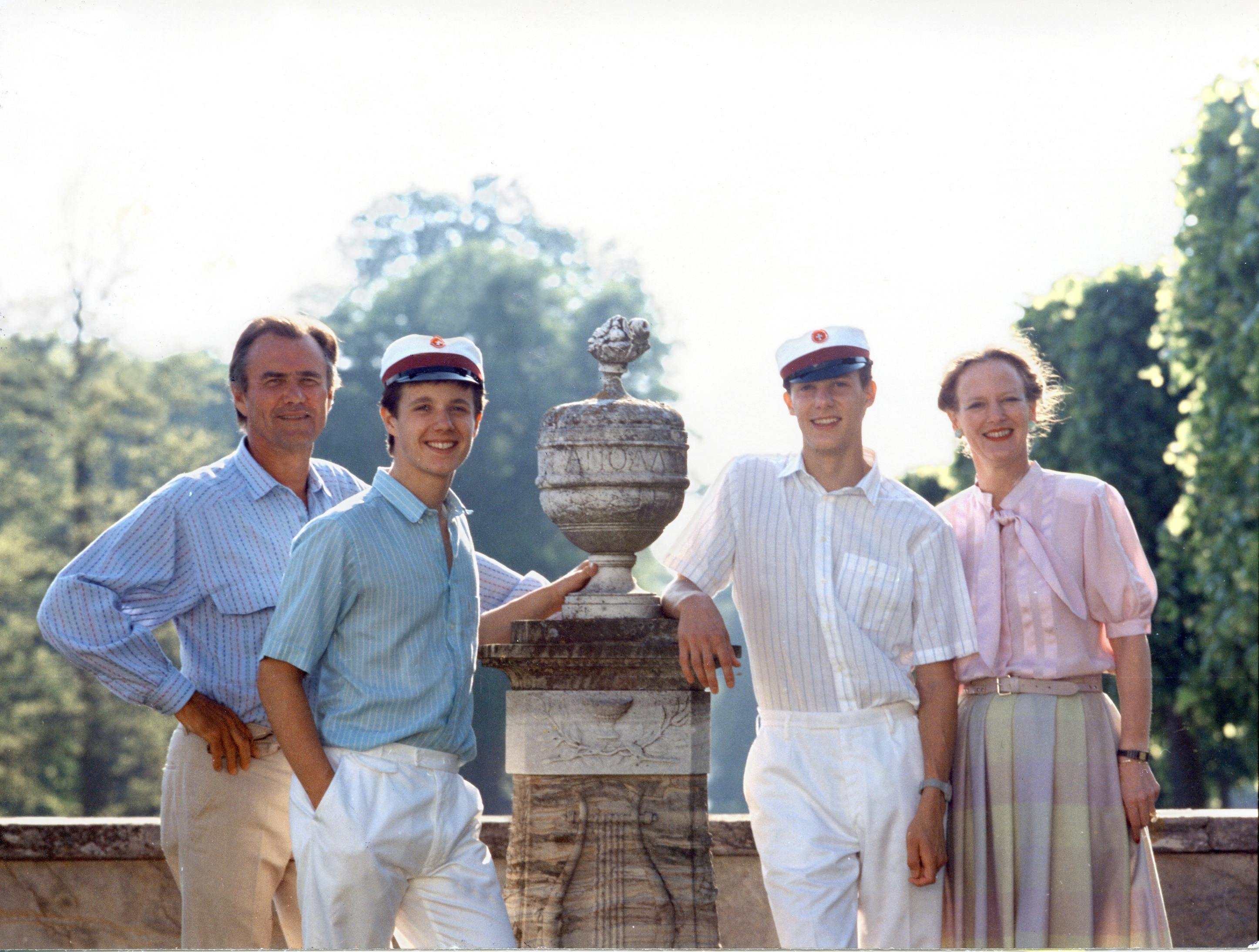Prins Henrik, kronprins Frederik, prins Joachim og dronning Margrethe