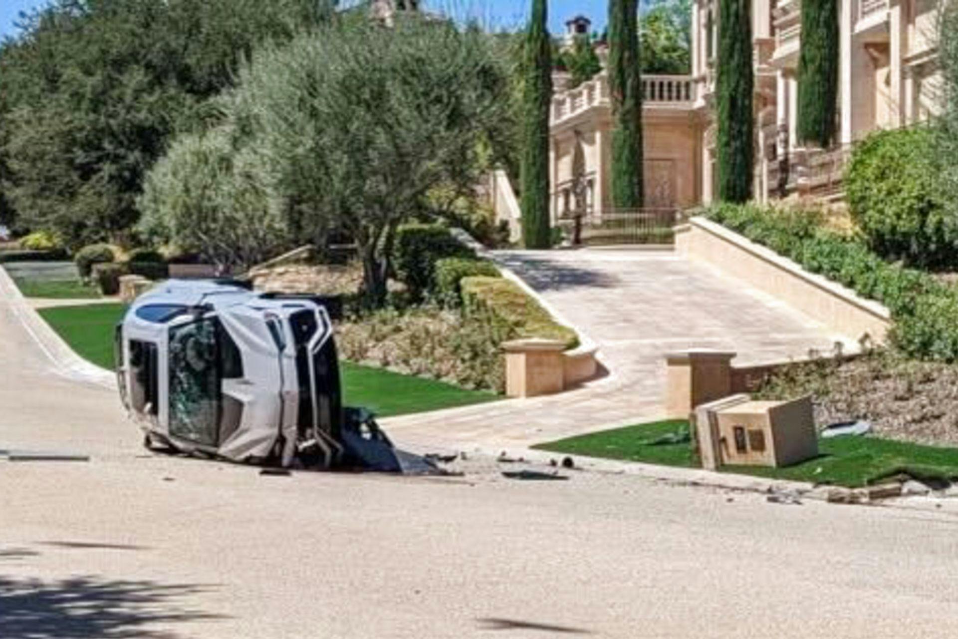 Lamborghinien efter ulykken.
