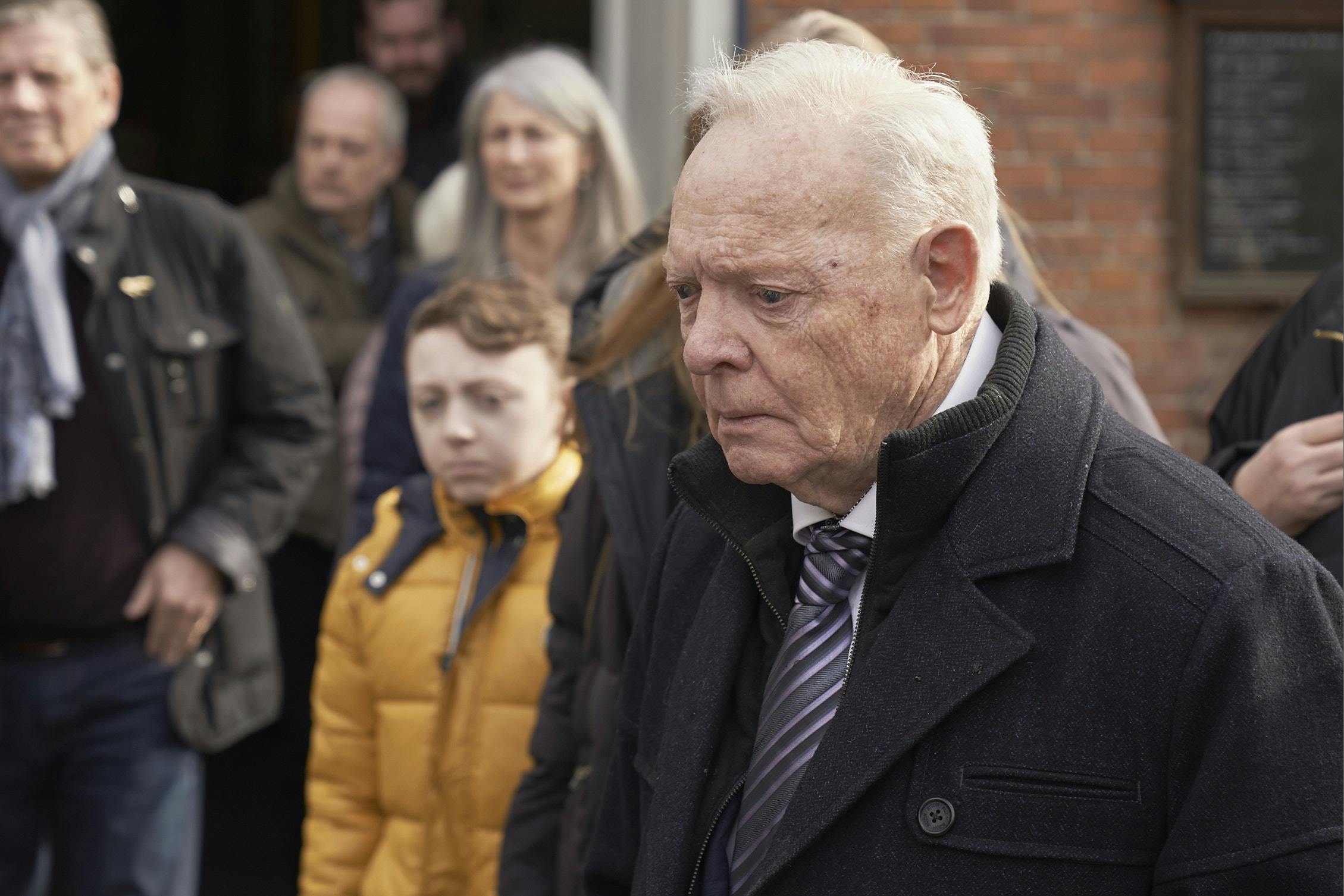 Mogens Palle under bisættelsen af sin hustru Lis Palle 7. marts 2020.