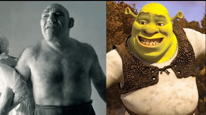 DreamWorks vil hver be- eller afkræfte, at de har brugt Maurice Tillet som model til skabelsen af "Shrek".
