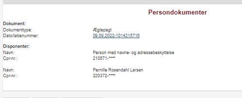 Indholdet af ægtepagten er hemmeligt.