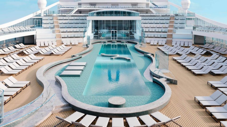 En af de mange swimmingpools på dækket på MSC World Europa.