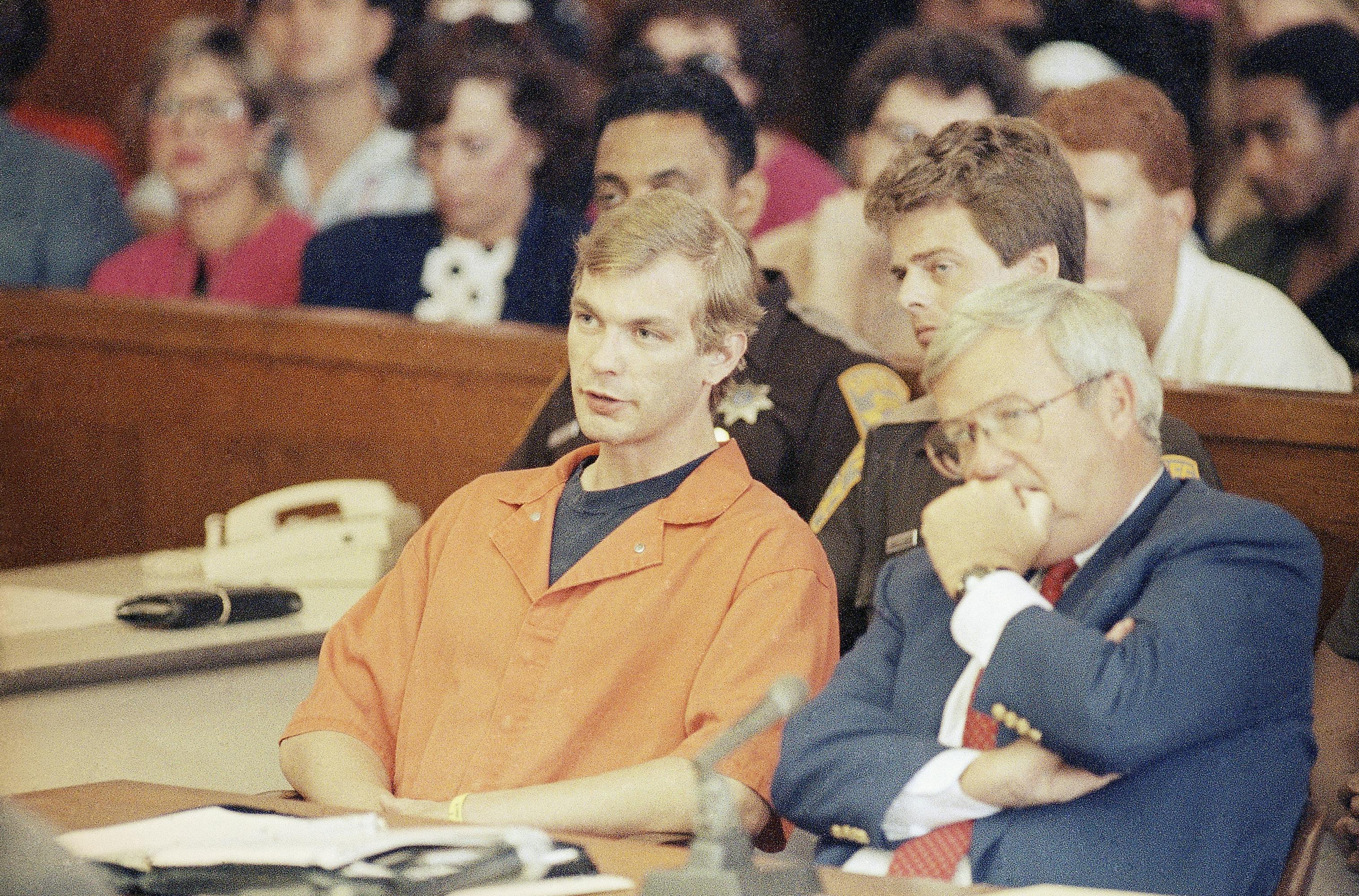 Virkelighedens Jeffrey Dahmer i retten i 1991
