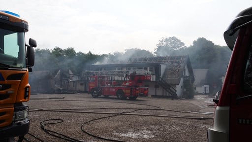Borbjerg Mølle Kro brændte stort set ned til grunden under den voldsomme brand.