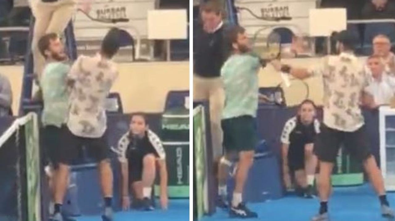 Corentin Moutet og Adrian Andreev kom op og toppes efter deres kamp forleden.