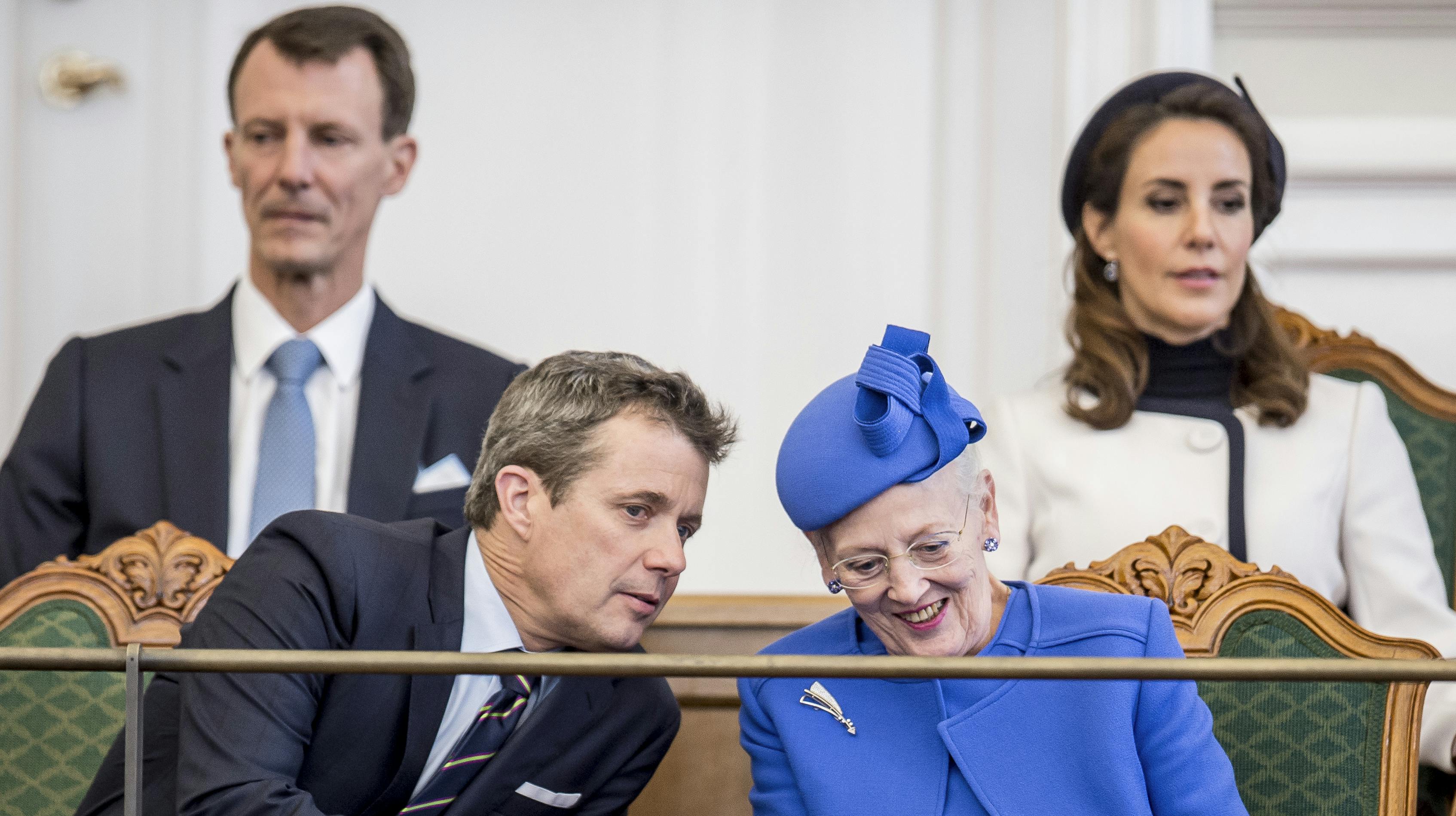 Ved Folketingets åbning i 2018 var kronprinsen, dronningen, prins Joachim og prinsesse Marie samlet