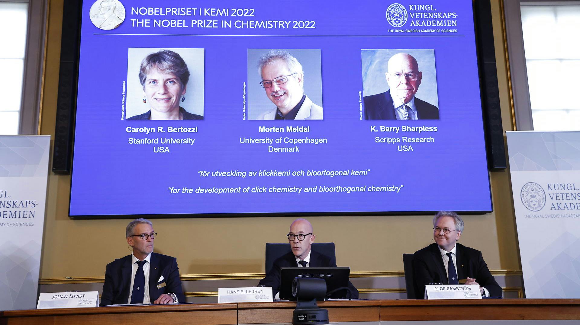 Danskeren Morten Meldal har vundet Nobelprisen i kemi sammen med to amerikanere.