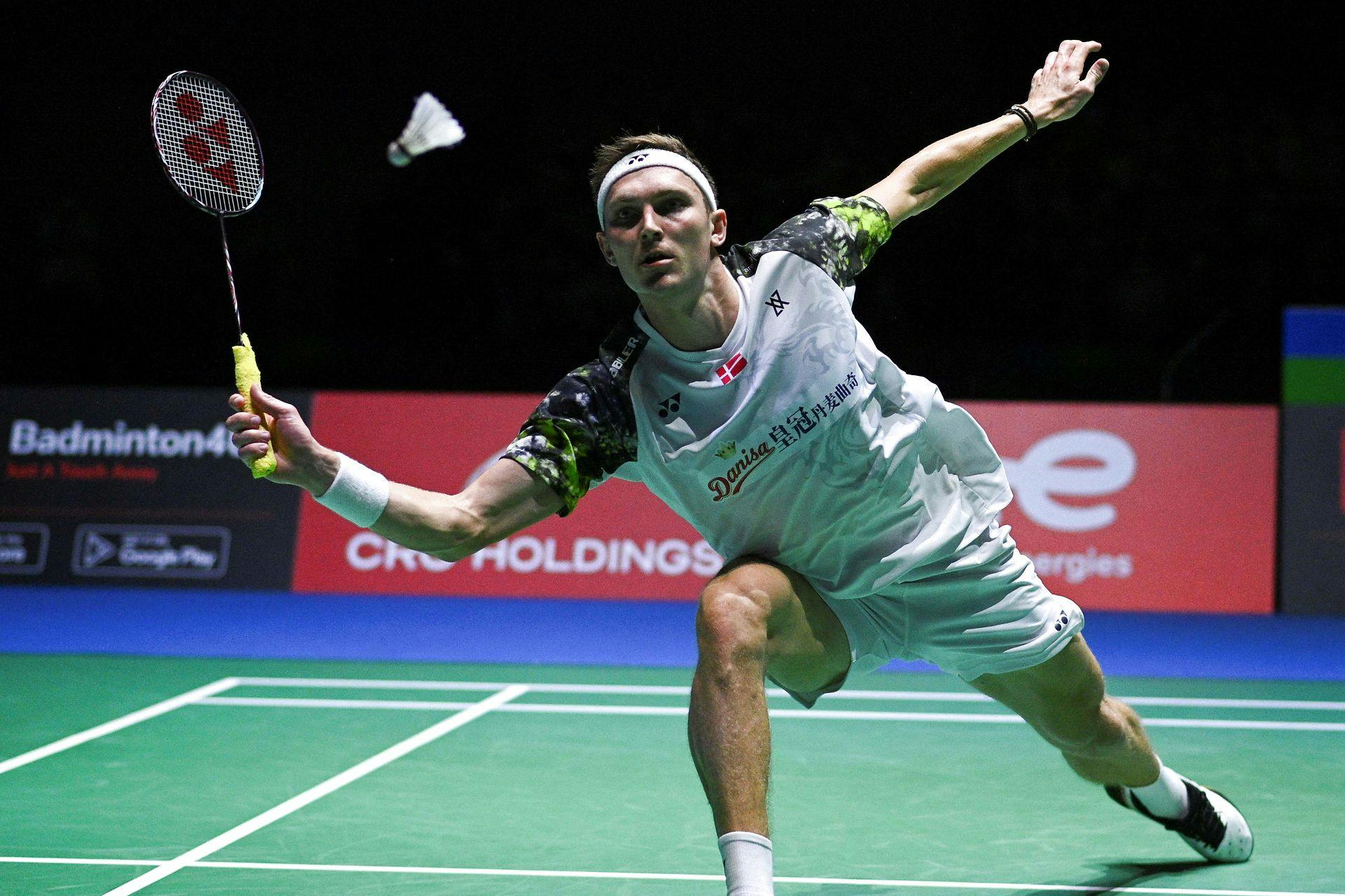 Viktor Axelsen til verdensmesterskaberne i badminton tidligere i år, hvor han løb med sejren.
