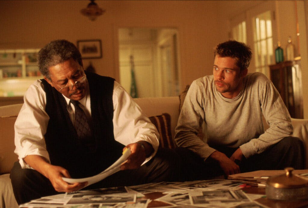 Morgan Freeman og Brad Pitt i "Seven".&nbsp;
