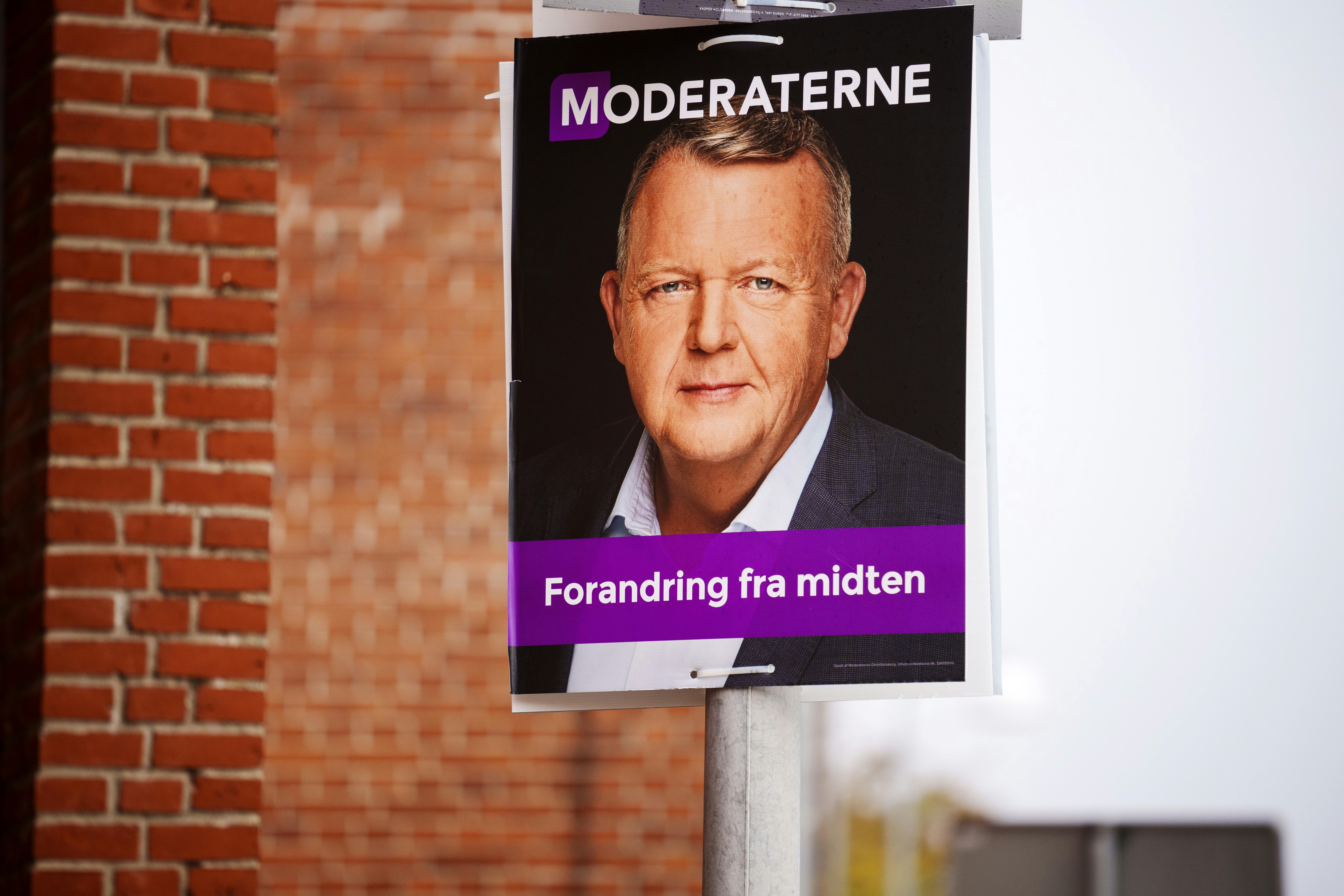 Valgplakat for Lars Løkke Rasmussen fra Moderaterne i Herning torsdag den 13. oktober 2022.&nbsp;