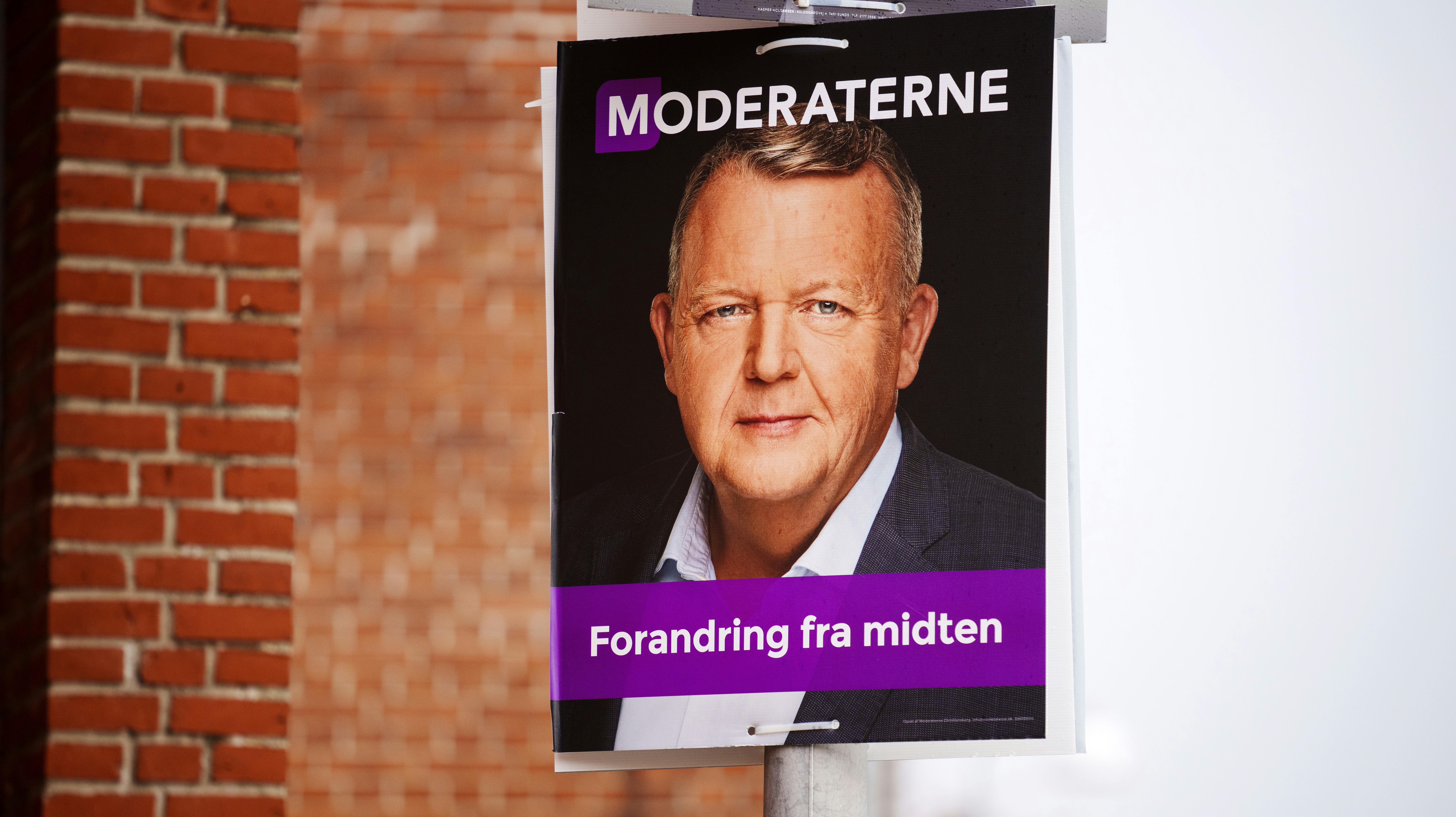 Valgplakat for Lars Løkke Rasmussen fra Moderaterne i Herning torsdag den 13. oktober 2022. 