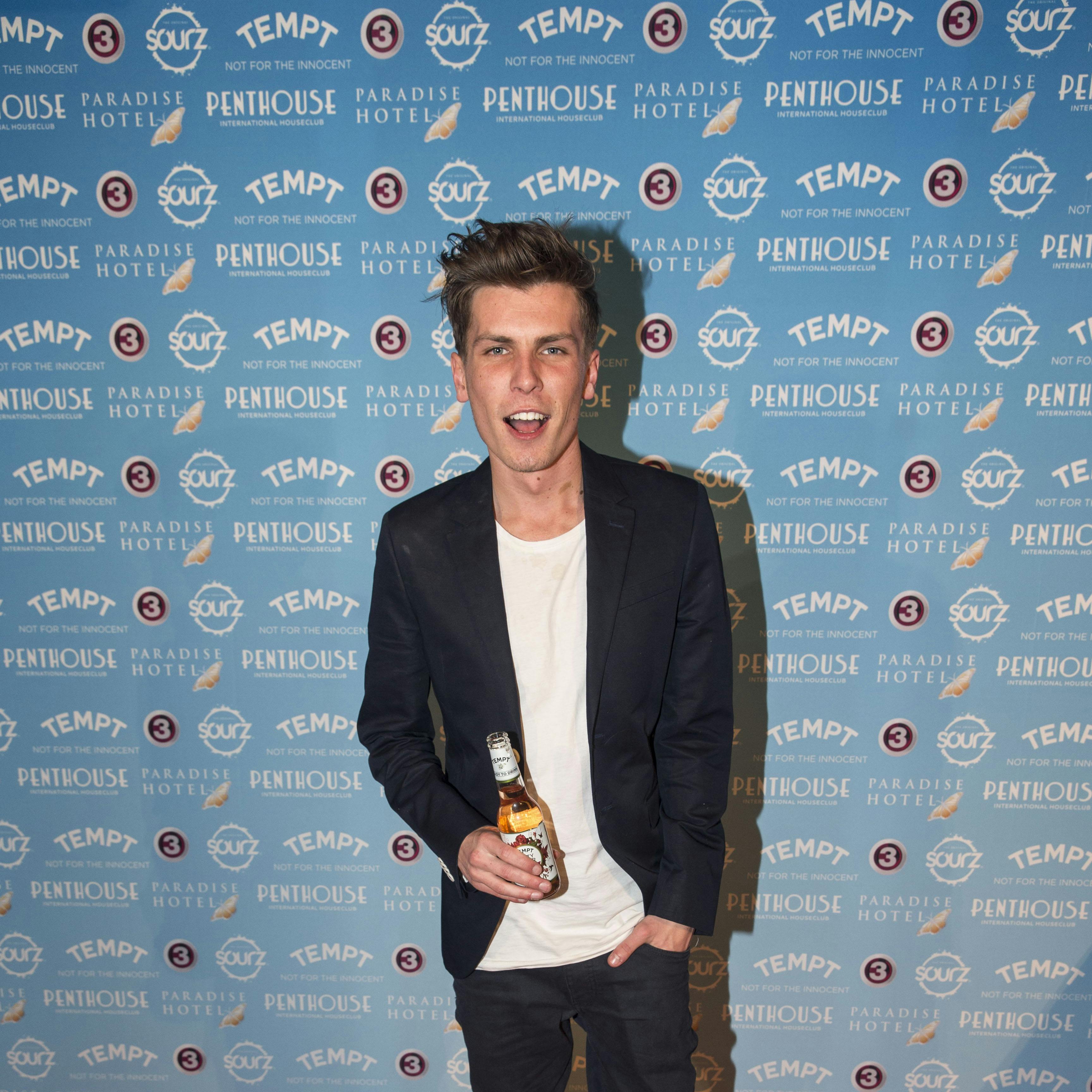 Her ses Theis Berg Kristensen under en fest for TV3-programmet "Paradise Hotel 2015" på natklubben Penthouse i København.