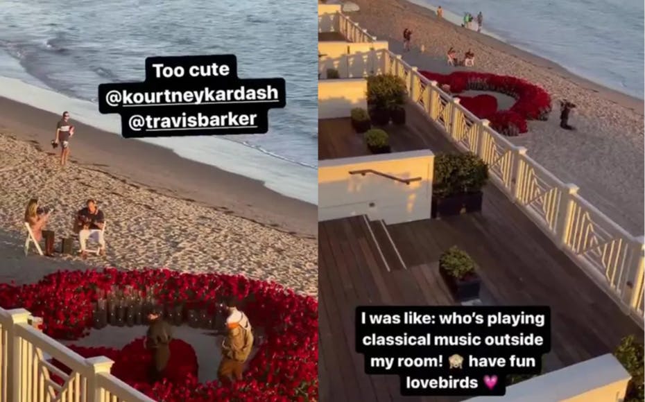 Setuppet på stranden er næsten lige så romantisk som ved frieriet sidste år.