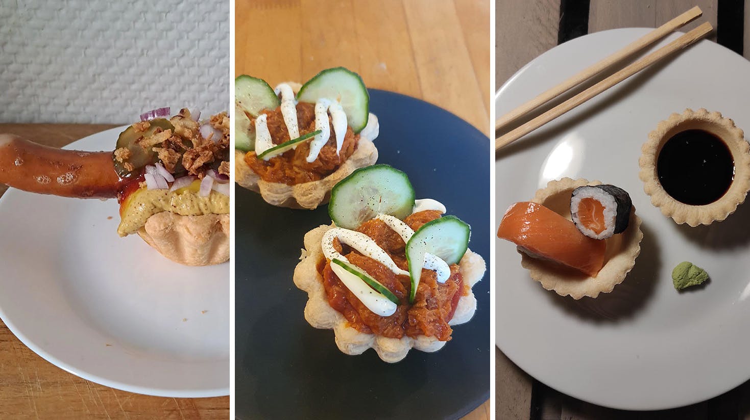 Var det noget med hotdog-tarteletter, makrel-tarteletter eller sushi-tarteletter?