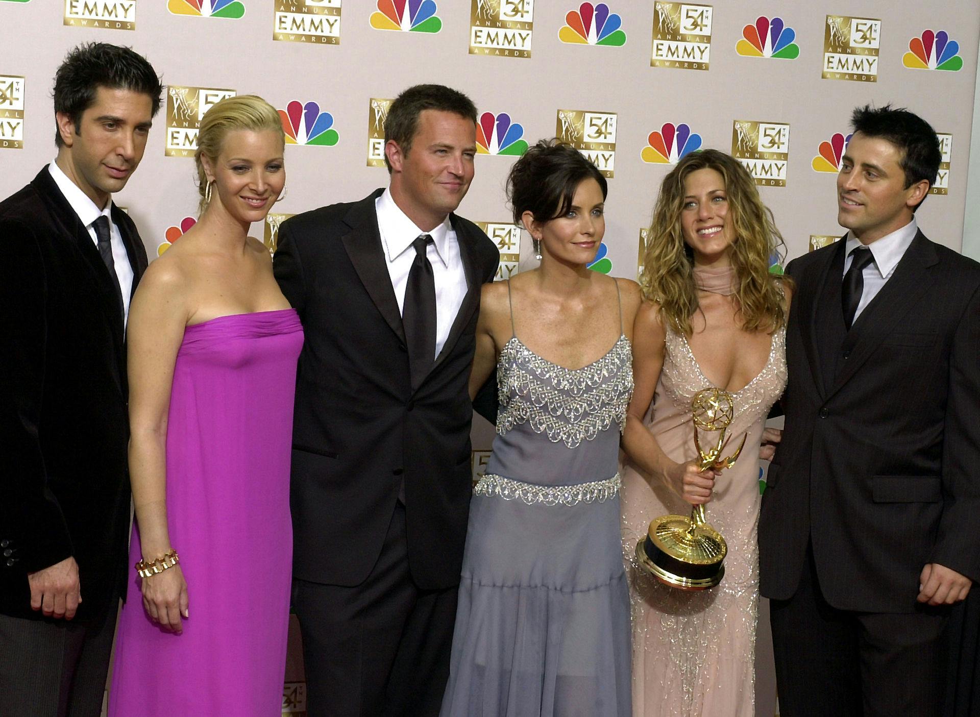 Alle "Venner"-stjernerne til premiere i september 2002: David Schwimmer, Lisa Kudrow, Matthew Perry, Courteney Cox Arquette, Jennifer Aniston og Matt LeBlanc.
