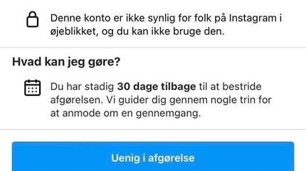En suspenderet Instagram-konto møder flere brugere lige nu på Instagram.