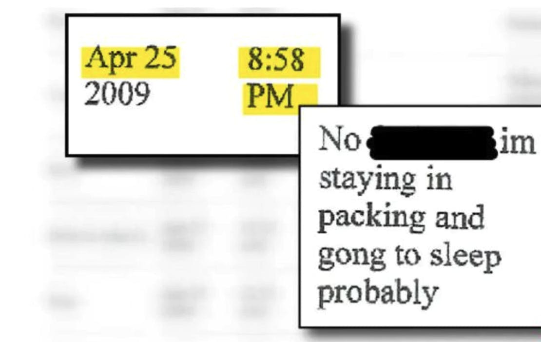 Denne besked var den sidste, som Brittanee sendte. 