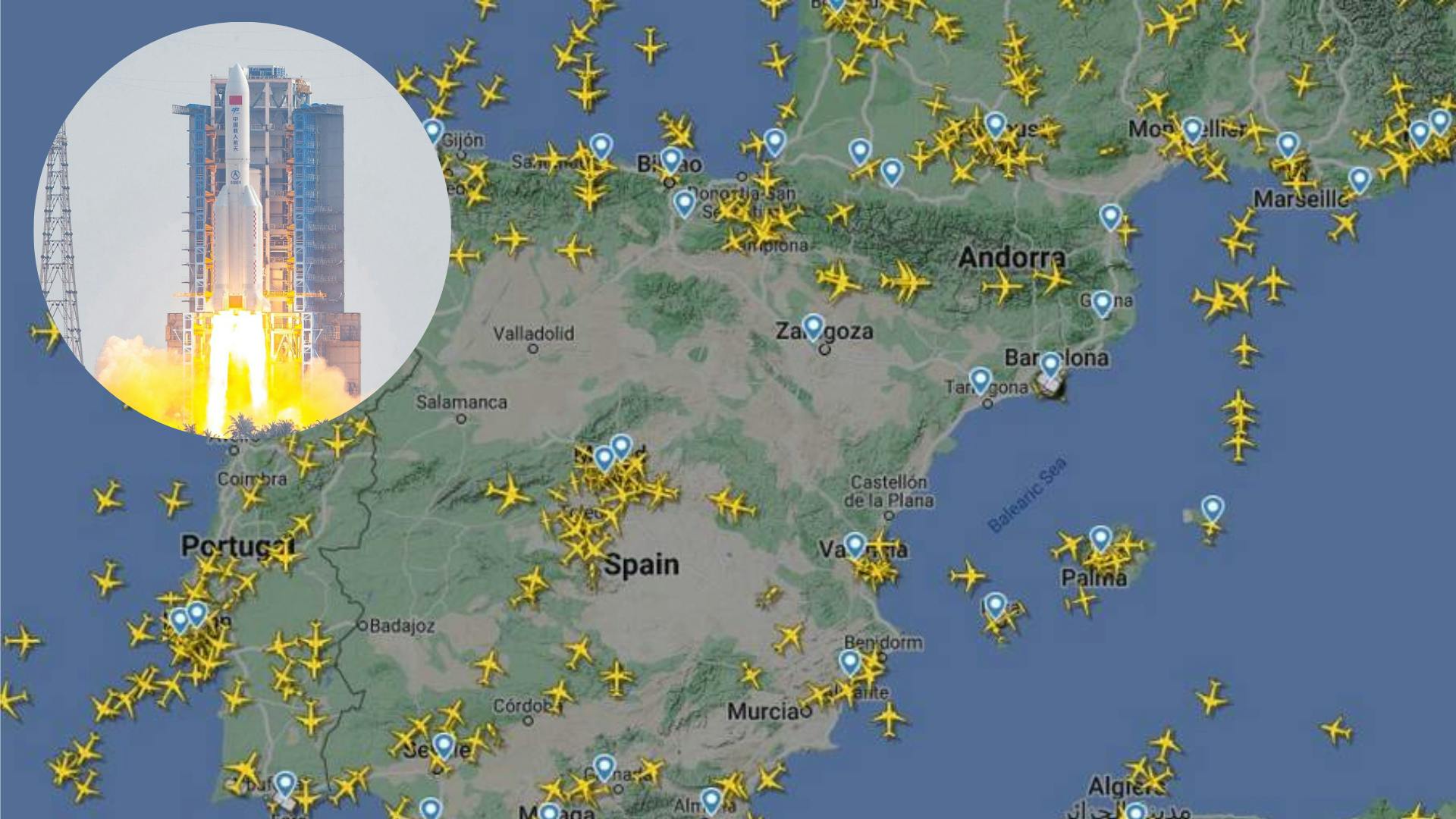 Luftrummet over Spanien er lukket på grund af en kinesisk raket, der er på vej mod Jorden på en ukontrolleret måde.