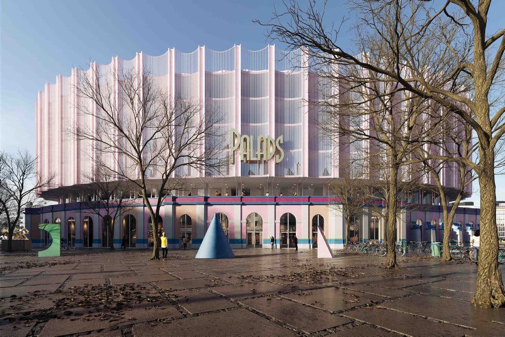 Her er et af de tre forslag til fremtidens Palads. Dette går under navnet "Moderne Palads". 