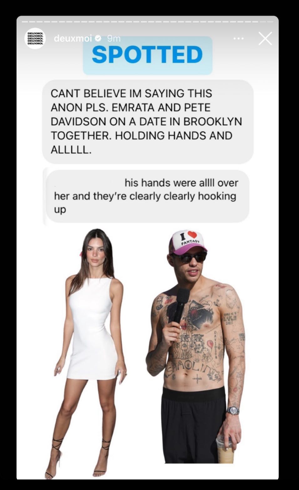 – Jeg kan ikke tro, at jeg skal til at sige dette, skriver den anonyme kilde, der har set Emily og Pete kissemisse i New York
