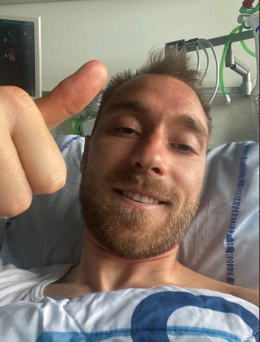 Christian Eriksen ses her på Rigshopitalet tirsdag den 15. juni 2021. Nu er han klar til VM.