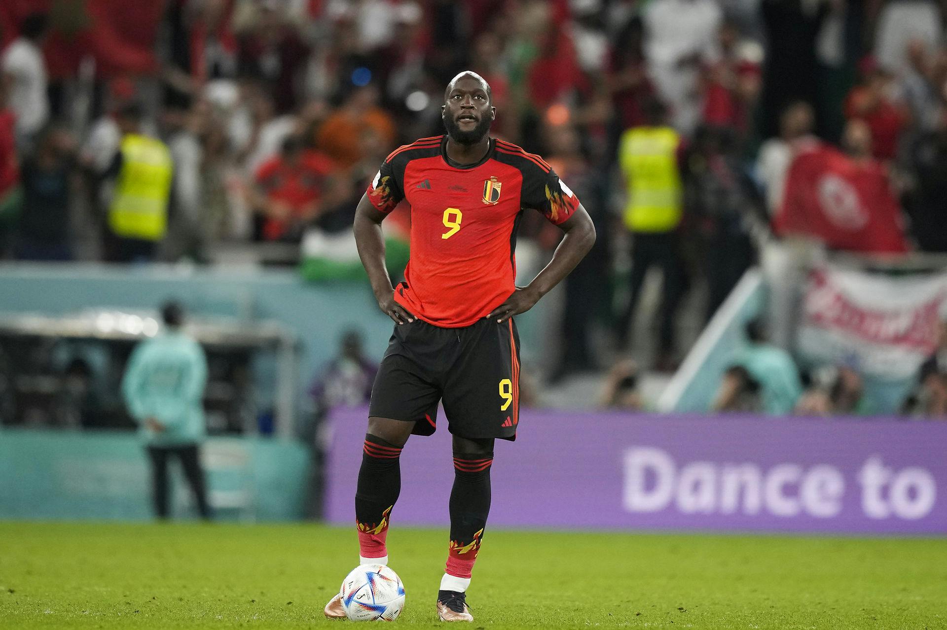Den belgiske fodboldspiller Romelu Lukaku under VM-kampen mod Marokko. 