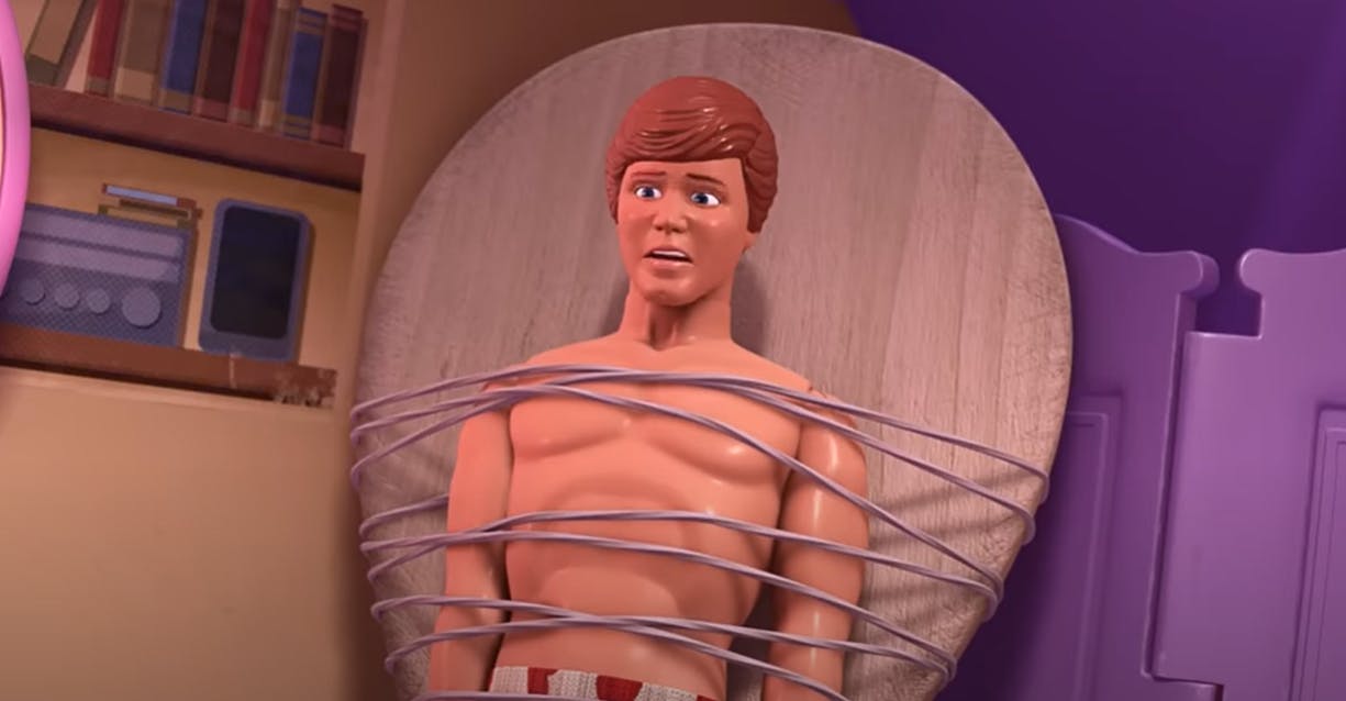 En stakkels Ken bundet til et tennisbat i "Toy Story 3" fra 2010 - men siger han "fuck"? 