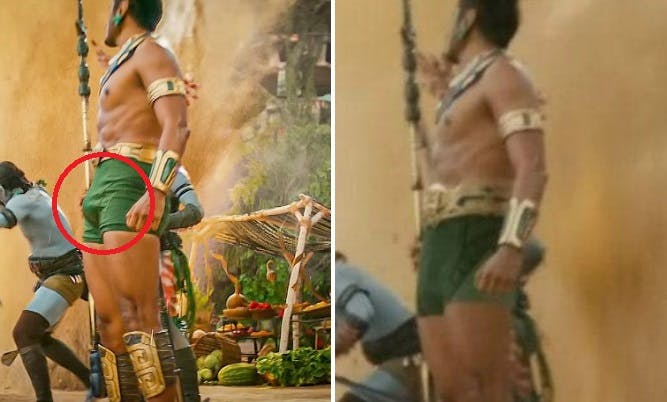 Billedet til venstre er fra traileren til den nye "Black Panther"-film, mens billedet til højre viser Tenoch Huerta i den endelige udgave af filmen.