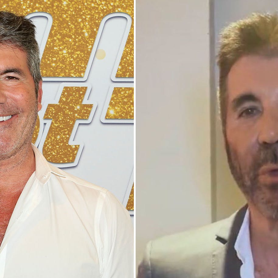 Til venstre er det Simon Cowell anno 2018, til højre er hans ansigt ifølge en fan "smeltet". 