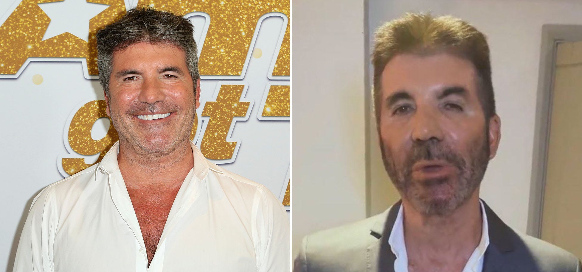 Til venstre er det Simon Cowell anno 2018, til højre er hans ansigt ifølge en fan "smeltet".&nbsp;

