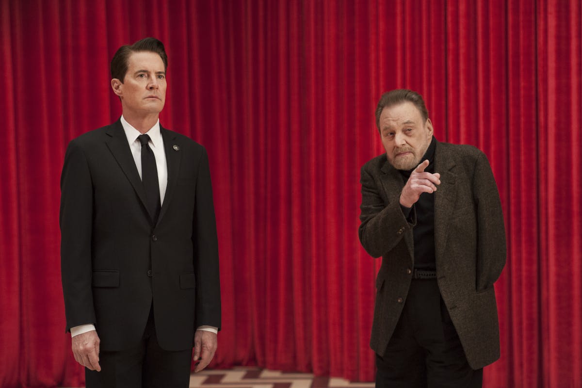 Kyle MacLachlan (v) spillede FBI-agenten Dale Cooper i "Twin Peaks", og Al Strobel (h) spilede Philip Gerard, den enarmede mand.