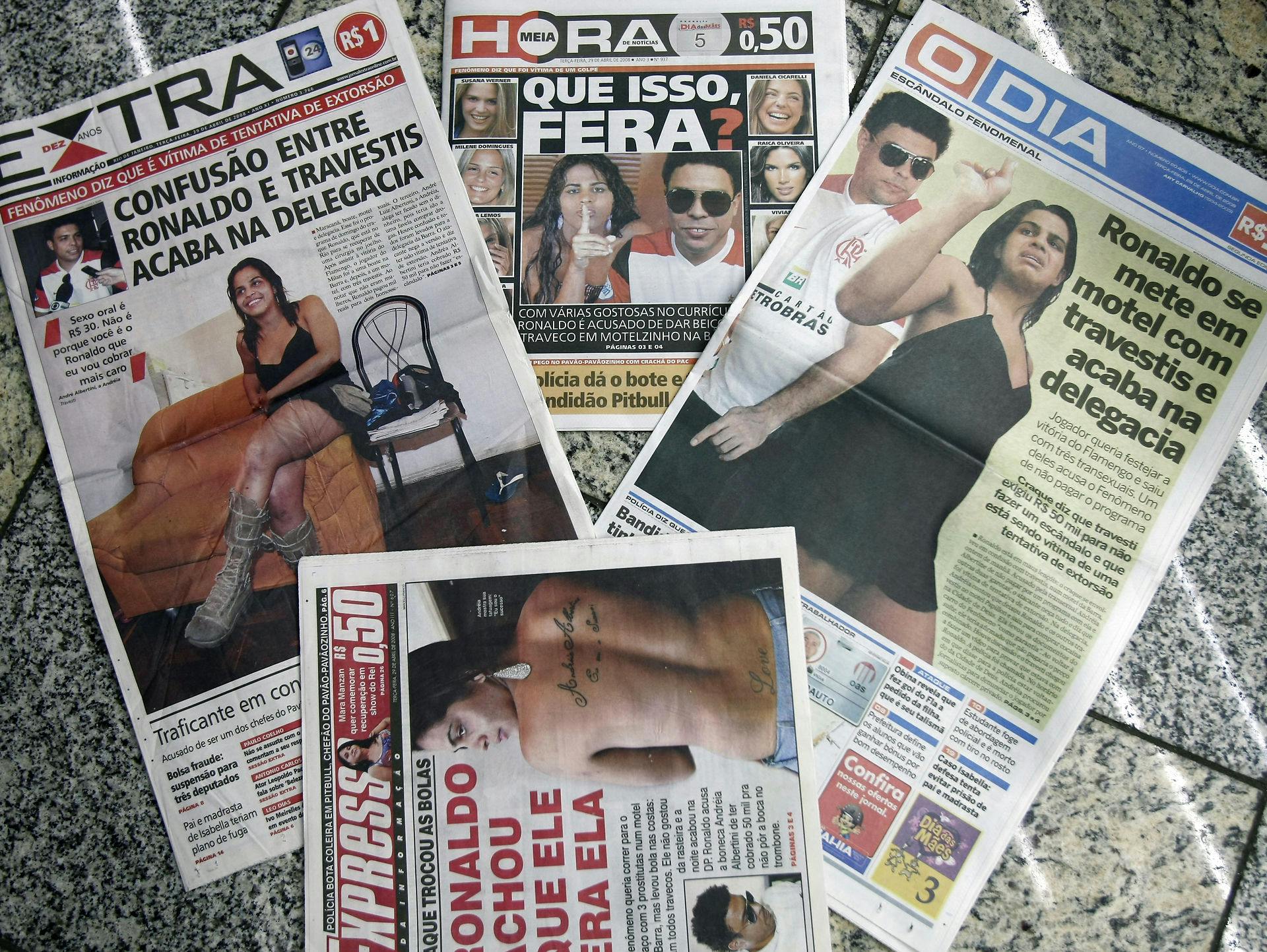 Sagen om Ronaldo rullede på forsiderne af de brasilianske medier.