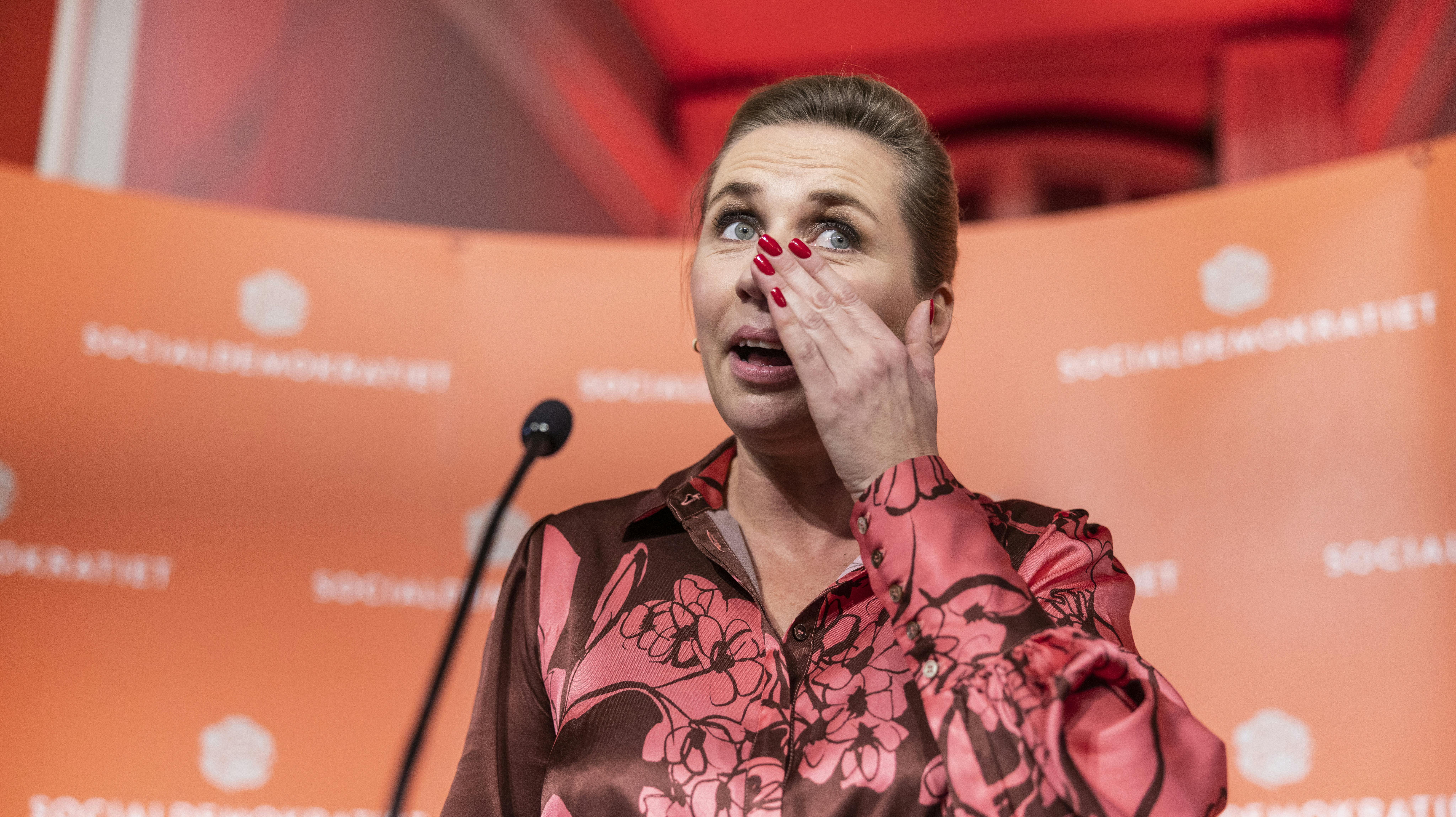 Mette Frederiksen på valgaftenen i november.