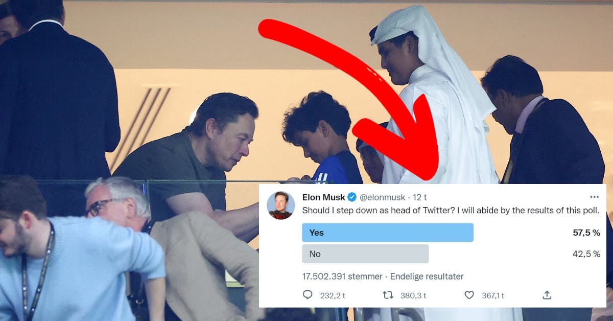 Elon Musk var en populær gæst under VM-finalen i weekenden. Og måske får han snart mere fritid i kalenderen efter afstemningen blandt Twitters brugere.