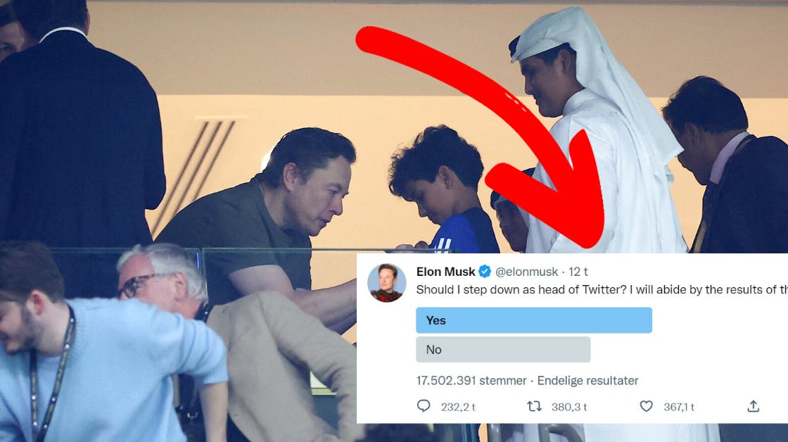 Elon Musk var en populær gæst under VM-finalen i weekenden. Og måske får han snart mere fritid i kalenderen efter afstemningen blandt Twitters brugere.