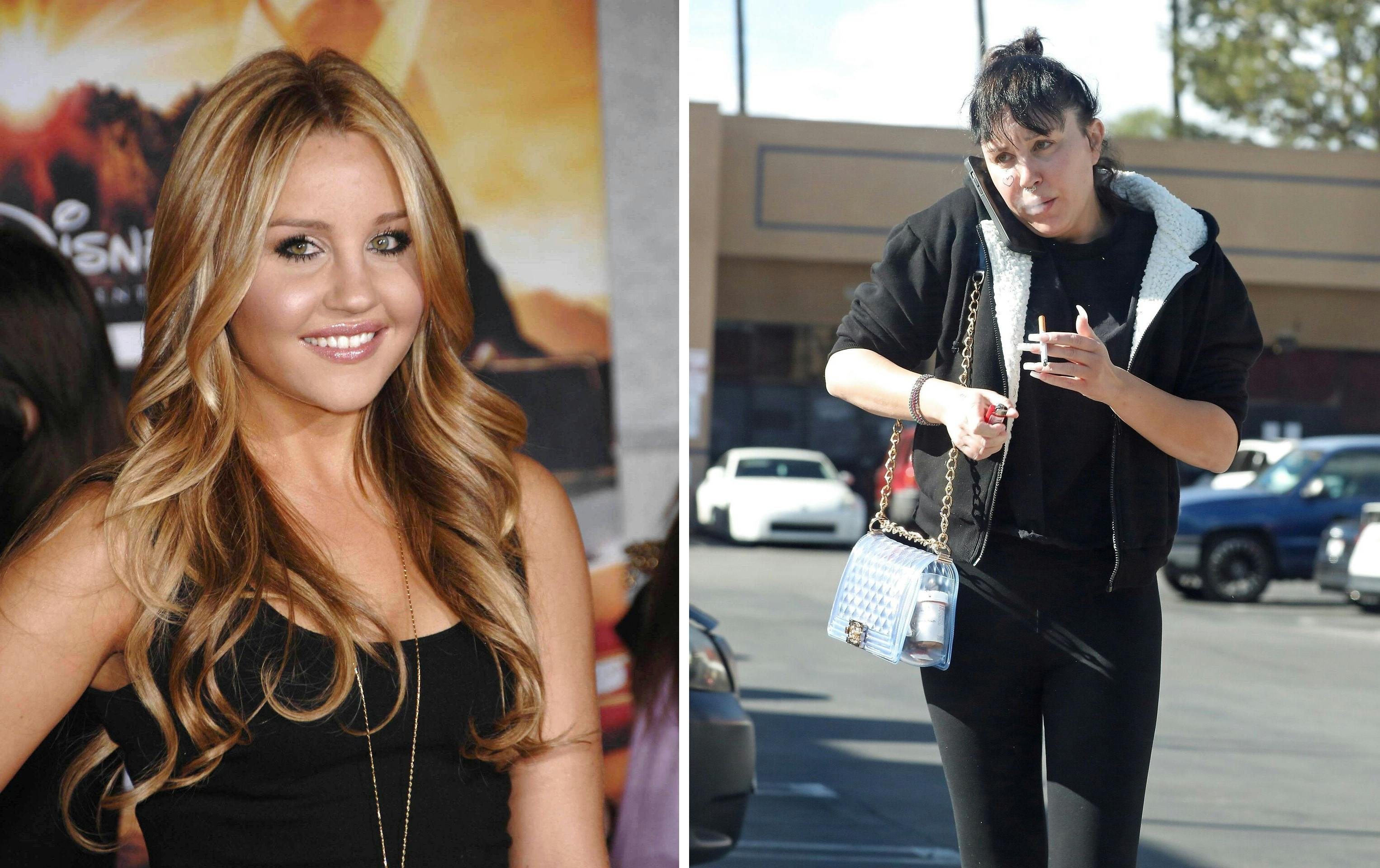 Billedet til venstre er Amanda Bynes i 2009, mens det til højre er fra sidste uge.