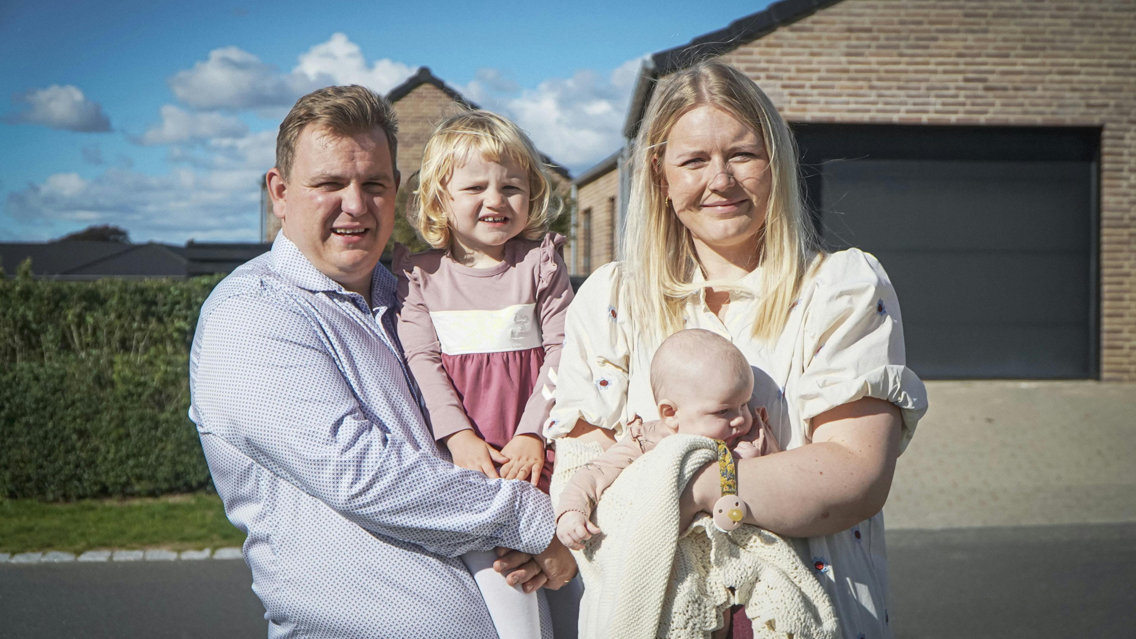 Familien på Djursland: Nikolaj, Maria, Solvej og lillesøster Mathilde.