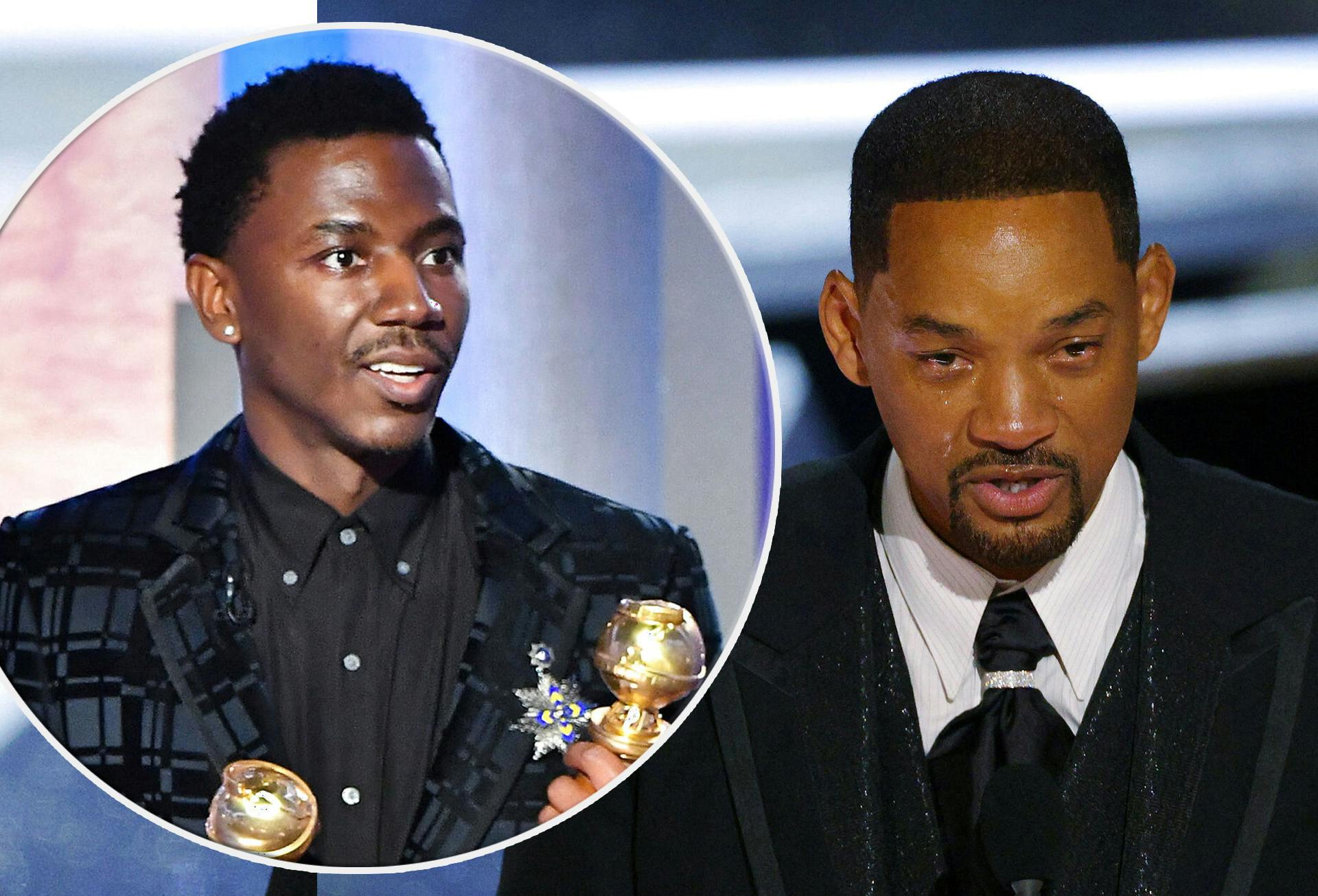Golden Globe-værten Jerrod Carmichael fik skudt med skarpt efter Will Smith.
